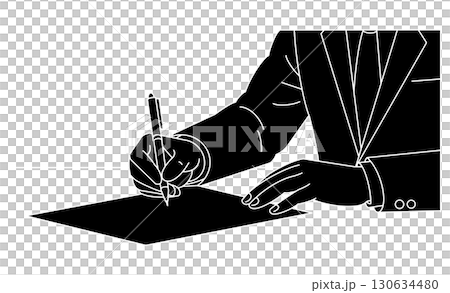 書類にサインするビジネスマンのアイコンイラスト 130634480