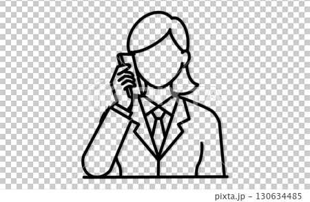 一位女性商務人士在智慧型手機上交談的圖示插圖 130634485