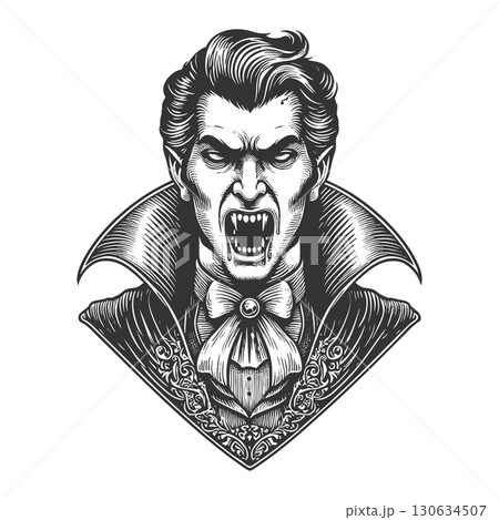 vampire with sharp fangs vector illustration 130634507