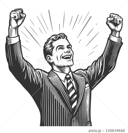 businessman celebrating success vector 130634688
