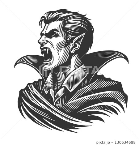 Angry vampire with fangs vector illustration Angry vampire with fangs vector illustration 130634689