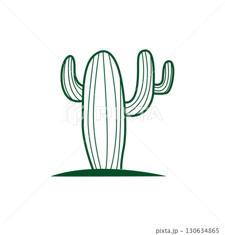 Green Plant Cactus Logo Design With Desert Plant Symbol Illustration Vector Icon Template 130634865