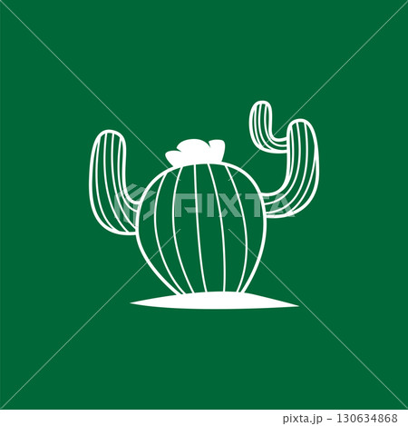 Green Plant Cactus Logo Design With Desert Plant Symbol Illustration Vector Icon Template 130634868