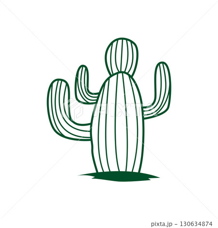 Green Plant Cactus Logo Design With Desert Plant Symbol Illustration Vector Icon Template 130634874