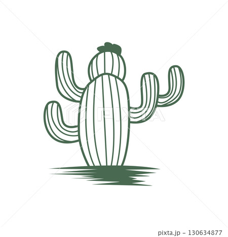Green Plant Cactus Logo Design With Desert Plant Symbol Illustration Vector Icon Template 130634877