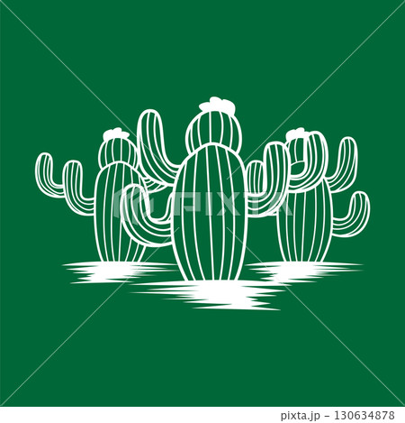 Green Plant Cactus Logo Design With Desert Plant Symbol Illustration Vector Icon Template 130634878