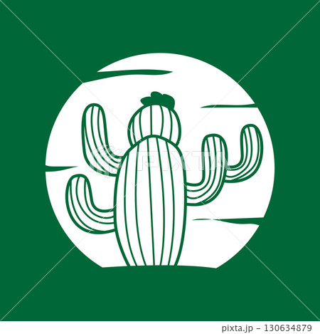 Green Plant Cactus Logo Design With Desert Plant Symbol Illustration Vector Icon Template 130634879