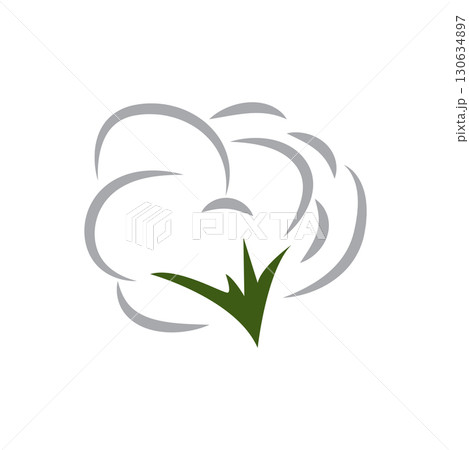 cotton logo design flower soft cotton organic plant textile material clothing illustration template 130634897