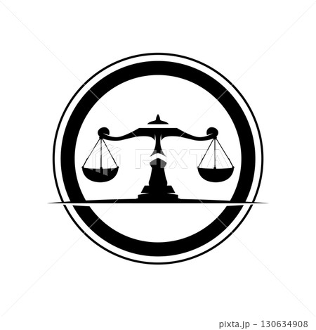Simple legal scale logo justice court simple black silhouette template vector design 130634908
