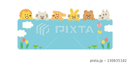 動物 かわいい イラスト 友達 手描き かわいい 子ども向け コピースペース 130635182