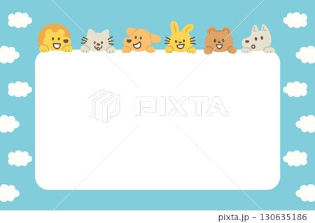 動物 かわいい イラスト 背景 手描き かわいい 子ども向け コピースペース 130635186
