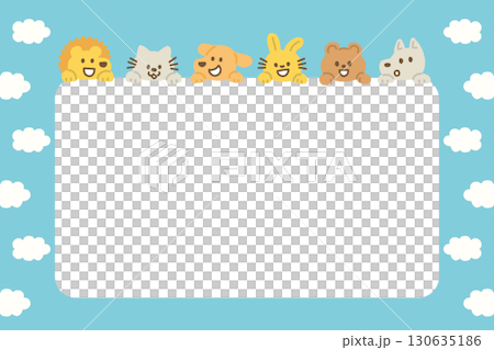 動物 かわいい イラスト 背景 手描き かわいい 子ども向け コピースペース 130635186