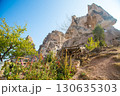 Valley of doves panoramic view near Uchisar castle in sunrise, Cappadocia 130635303