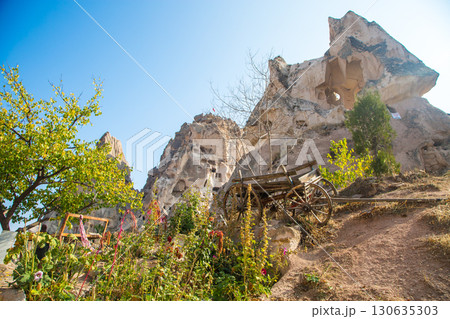 Valley of doves panoramic view near Uchisar castle in sunrise, Cappadocia 130635303