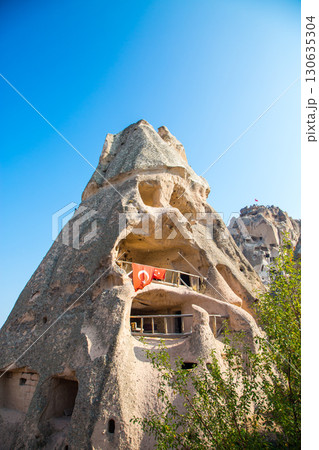 Valley of doves panoramic view near Uchisar castle in sunrise, Cappadocia 130635304