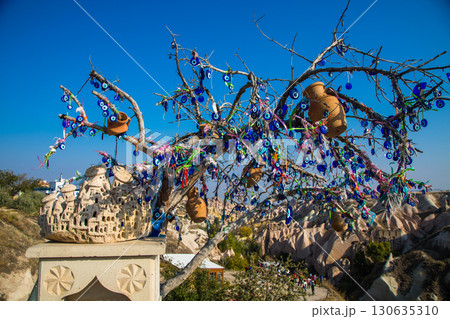 Valley of doves panoramic view near Uchisar castle in sunrise, Cappadocia 130635310