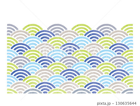 青海波 模様 和柄 伝統文様 水彩 くすみカラー 青海波 模様 和柄 伝統文様 水彩 くすみカラー 130635644