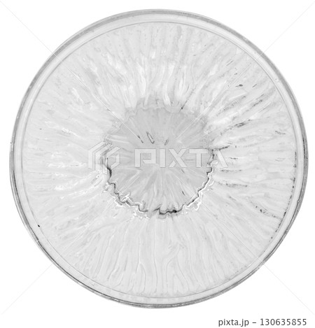 Bottom View of Drinking Glass on Clean White Surface 130635855