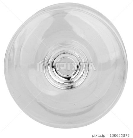 Bottom View of Drinking Glass on Clean White Surface 130635875