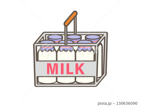 牛乳配達のケースのイラスト 130636090