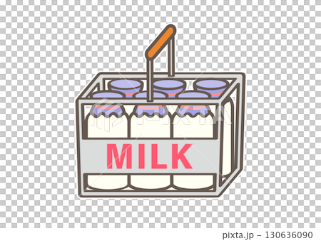 牛乳配達のケースのイラスト 130636090