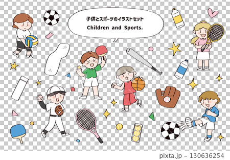 子供とスポーツのイラストセット 子供とスポーツのイラストセット 130636254