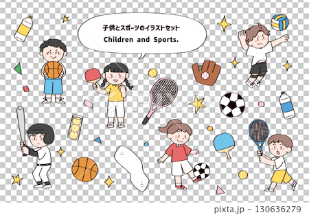 兒童和體育插圖集 130636279