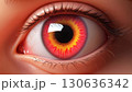 An Intense Eye Featuring Fiery Colors and a Unique Pattern Captivating the Viewers Gaze 130636342