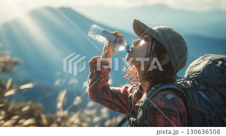 登山をする女性 130636508