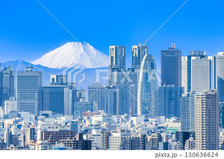 都心の街並み景にそびえる富士山 都心の街並み景にそびえる富士山 130636624