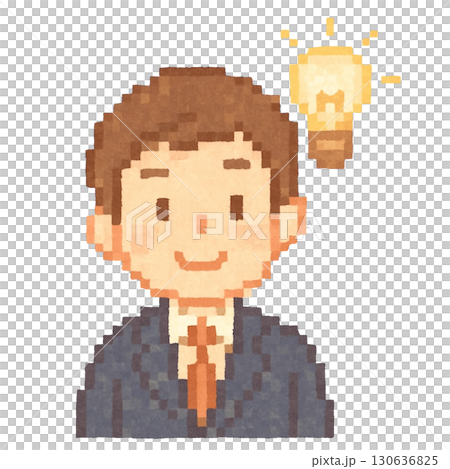 [商業] 一位身穿西裝、充滿靈感的男士的插圖 130636825