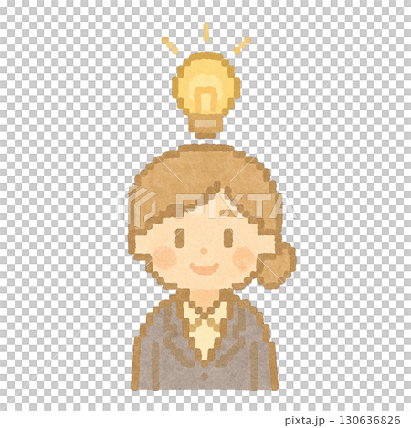 [商業] 一位身穿西裝、充滿靈感的女性的插圖 130636826