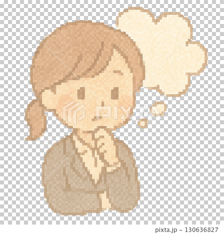 [商業]一位身穿西裝的女人思考的插圖 130636827