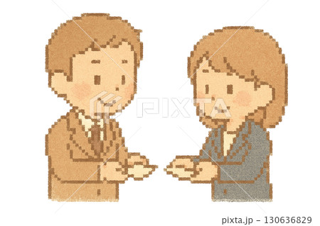 【ビジネス】名刺交換のイラスト 130636829