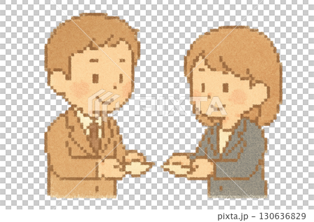 【ビジネス】名刺交換のイラスト 130636829