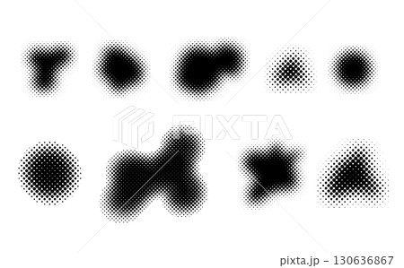 様々な形のハーフトーン　シンプルで抽象的な装飾イラストセット 130636867
