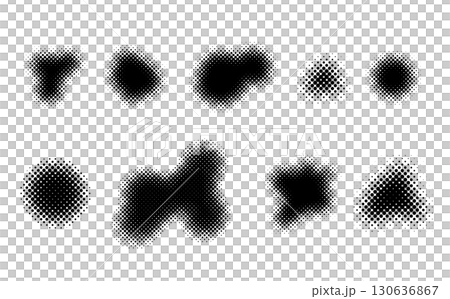 様々な形のハーフトーン　シンプルで抽象的な装飾イラストセット 130636867