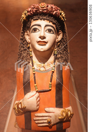 Sarcophagus of unknown young person, Egypt, painted wood in Metropolitan Museum 130636908