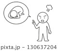 土下座を強要する顧客のイラスト　カスタマーハラスメントを表すシンプルな棒人間の線画ベクター素材 130637204