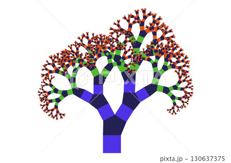 ピタゴラスの木(五角形バリエーション)フラクタルイラスト ピタゴラスの木(五角形バリエーション)フラクタルイラスト 130637375