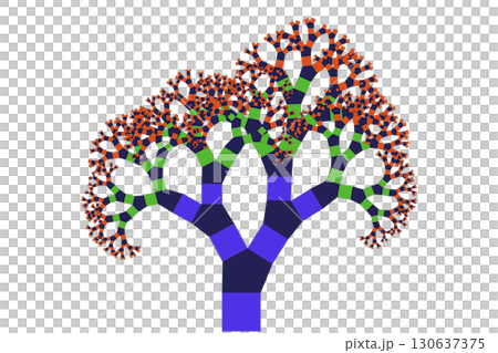 ピタゴラスの木(五角形バリエーション)フラクタルイラスト ピタゴラスの木(五角形バリエーション)フラクタルイラスト 130637375