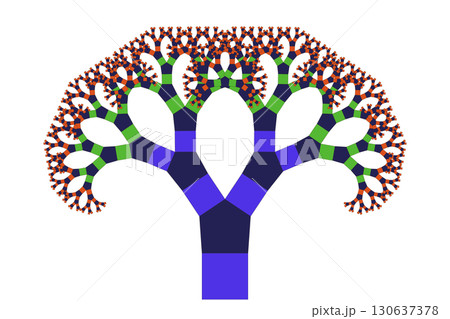 ピタゴラスの木（五角形バリエーション）フラクタルイラスト 130637378