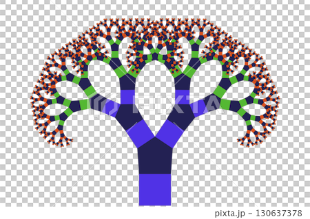ピタゴラスの木（五角形バリエーション）フラクタルイラスト 130637378