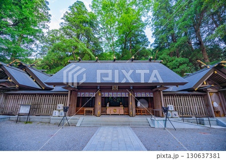 【宮崎県高千穂町】天岩戸神社　西本宮　拝殿　夕景 130637381