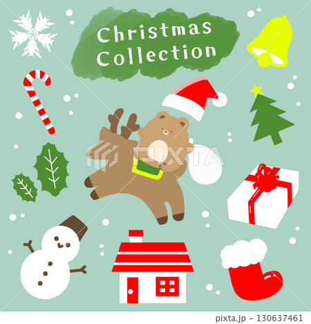 クリスマスのかわいいサンタのイラストセット 130637461