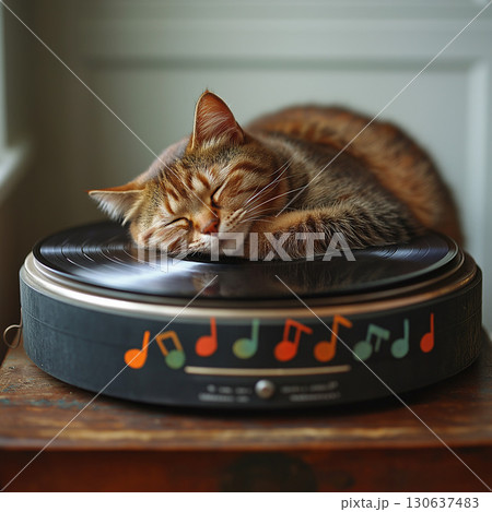 猫とターンテーブル 130637483
