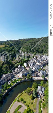 Esch-sur-Sure, Wiltz, Grand-Duche de Luxembourg, August 10, 2025, Breathtaking Aerial View of a Esch-sur-Sure, Wiltz, Grand-Duche de Luxembourg, August 10, 2025, Breathtaking Aerial View of a 130637499