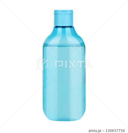 blue bottle with micellar water isolate on white background blue bottle with micellar water isolate on white background 130637738