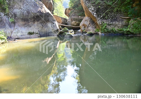 2025年差切峡ドの淵の水面に映り込む絶景 2025年差切峡ドの淵の水面に映り込む絶景 130638111