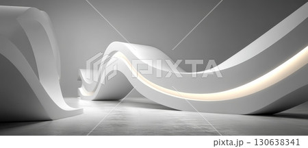 Abstract White Waves on Clean Background for Artistic Design Project 130638341